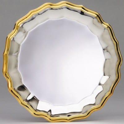 SGWP12 12" Silver Plated Tray Gold Border
